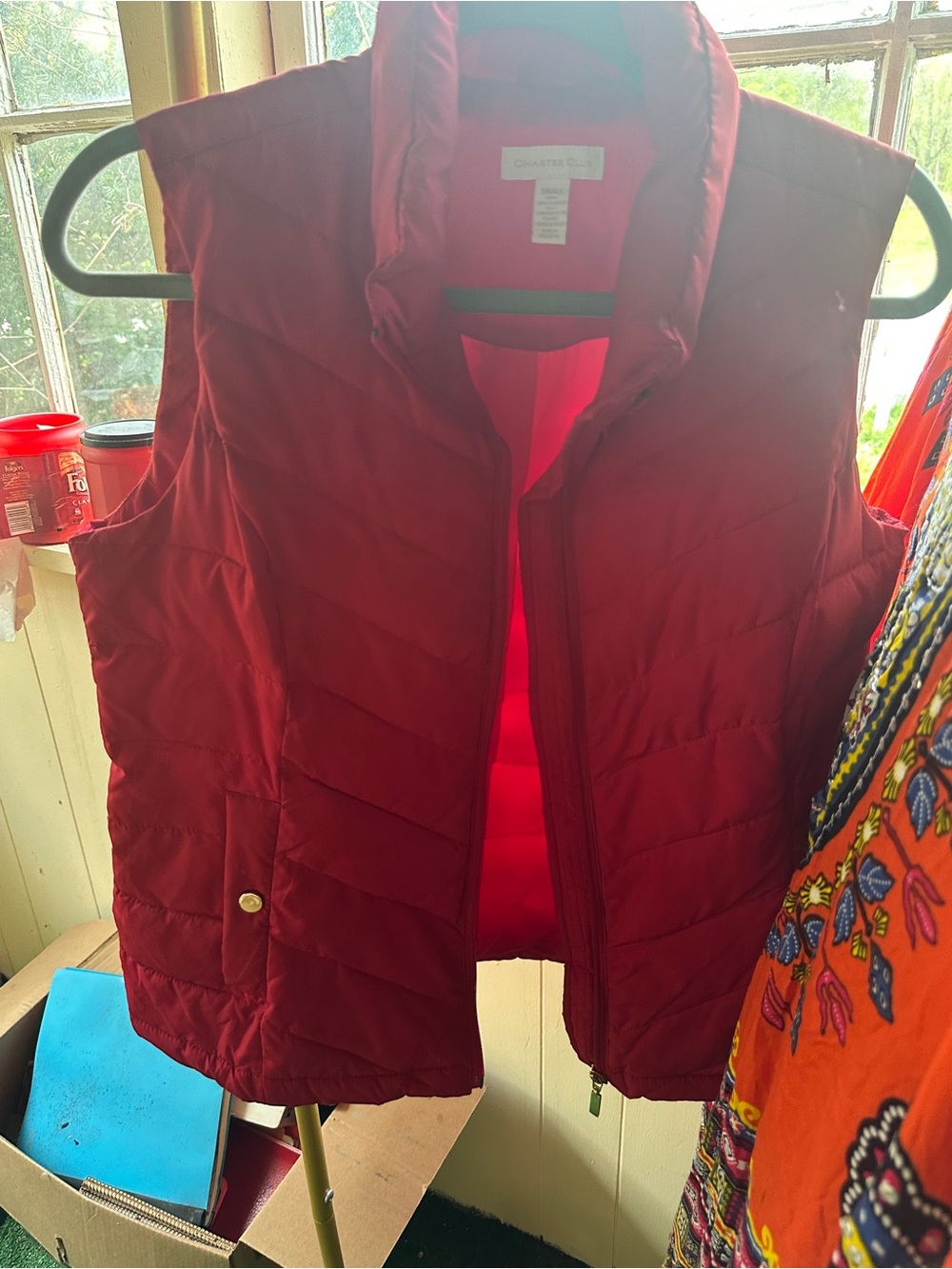 Charter Club Bright Red Quilted Vest